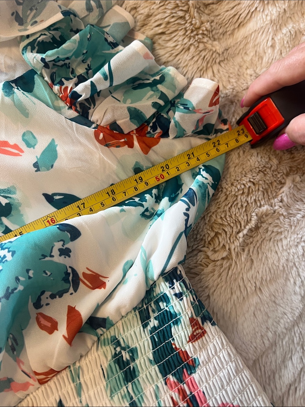 bebe White Floral Mini Dress with Teal and Coral Accents - Picture 10 of 14